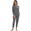 image:imageWiWi Viscose from Bamboo Womens Pajama Set Soft Long Sleeve Pajamas Sets SXXLDark Heather Grey