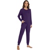 image:imageWiWi Viscose from Bamboo Womens Pajama Set Soft Long Sleeve Pajamas Sets SXXLDark Purple