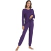 image:imageWiWi Viscose from Bamboo Womens Pajama Set Soft Long Sleeve Pajamas Sets SXXLDark Purple