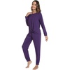 image:imageWiWi Viscose from Bamboo Womens Pajama Set Soft Long Sleeve Pajamas Sets SXXLDark Purple
