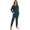image:imageWiWi Viscose from Bamboo Womens Pajama Set Soft Long Sleeve Pajamas Sets SXXLDeep Teal