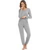 image:imageWiWi Viscose from Bamboo Womens Pajama Set Soft Long Sleeve Pajamas Sets SXXLHeather Grey