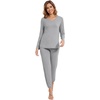 image:imageWiWi Viscose from Bamboo Womens Pajama Set Soft Long Sleeve Pajamas Sets SXXLHeather Grey