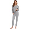 image:imageWiWi Viscose from Bamboo Womens Pajama Set Soft Long Sleeve Pajamas Sets SXXLHeather Grey
