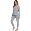 image:imageWiWi Viscose from Bamboo Womens Pajama Set Soft Long Sleeve Pajamas Sets SXXLHeather Grey