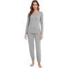 image:imageWiWi Viscose from Bamboo Womens Pajama Set Soft Long Sleeve Pajamas Sets SXXLHeather Grey