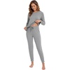 image:imageWiWi Viscose from Bamboo Womens Pajama Set Soft Long Sleeve Pajamas Sets SXXLHeather Grey