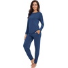 image:imageWiWi Viscose from Bamboo Womens Pajama Set Soft Long Sleeve Pajamas Sets SXXLInk Blue