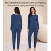 image:imageWiWi Viscose from Bamboo Womens Pajama Set Soft Long Sleeve Pajamas Sets SXXLInk Blue