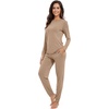 image:imageWiWi Viscose from Bamboo Womens Pajama Set Soft Long Sleeve Pajamas Sets SXXLKhaki