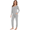 image:imageWiWi Viscose from Bamboo Womens Pajama Set Soft Long Sleeve Pajamas Sets SXXLLight Grey