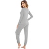 image:imageWiWi Viscose from Bamboo Womens Pajama Set Soft Long Sleeve Pajamas Sets SXXLLight Grey