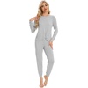 image:imageWiWi Viscose from Bamboo Womens Pajama Set Soft Long Sleeve Pajamas Sets SXXLLight Heather Grey