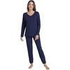 image:imageWiWi Viscose from Bamboo Womens Pajama Set Soft Long Sleeve Pajamas Sets SXXLNavy