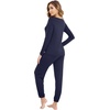 image:imageWiWi Viscose from Bamboo Womens Pajama Set Soft Long Sleeve Pajamas Sets SXXLNavy