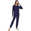 image:imageWiWi Viscose from Bamboo Womens Pajama Set Soft Long Sleeve Pajamas Sets SXXLNavy