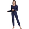 image:imageWiWi Viscose from Bamboo Womens Pajama Set Soft Long Sleeve Pajamas Sets SXXLNavy