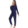 image:imageWiWi Viscose from Bamboo Womens Pajama Set Soft Long Sleeve Pajamas Sets SXXLNavy