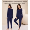 image:imageWiWi Viscose from Bamboo Womens Pajama Set Soft Long Sleeve Pajamas Sets SXXLNavy