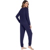 image:imageWiWi Viscose from Bamboo Womens Pajama Set Soft Long Sleeve Pajamas Sets SXXLNavy