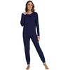 image:imageWiWi Viscose from Bamboo Womens Pajama Set Soft Long Sleeve Pajamas Sets SXXLNavy