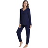 image:imageWiWi Viscose from Bamboo Womens Pajama Set Soft Long Sleeve Pajamas Sets SXXLNavy