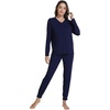 image:imageWiWi Viscose from Bamboo Womens Pajama Set Soft Long Sleeve Pajamas Sets SXXLNavy