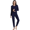 image:imageWiWi Viscose from Bamboo Womens Pajama Set Soft Long Sleeve Pajamas Sets SXXLNavy
