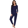 image:imageWiWi Viscose from Bamboo Womens Pajama Set Soft Long Sleeve Pajamas Sets SXXLNavy