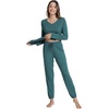 image:imageWiWi Viscose from Bamboo Womens Pajama Set Soft Long Sleeve Pajamas Sets SXXLNavy Blue
