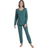 image:imageWiWi Viscose from Bamboo Womens Pajama Set Soft Long Sleeve Pajamas Sets SXXLNavy Blue