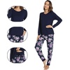 image:imageWiWi Viscose from Bamboo Womens Pajama Set Soft Long Sleeve Pajamas Sets SXXLNavydark NavyPurple Floral