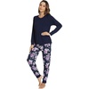 image:imageWiWi Viscose from Bamboo Womens Pajama Set Soft Long Sleeve Pajamas Sets SXXLNavydark NavyPurple Floral