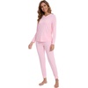 image:imageWiWi Viscose from Bamboo Womens Pajama Set Soft Long Sleeve Pajamas Sets SXXLPink