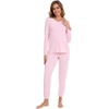 image:imageWiWi Viscose from Bamboo Womens Pajama Set Soft Long Sleeve Pajamas Sets SXXLPink