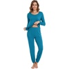 image:imageWiWi Viscose from Bamboo Womens Pajama Set Soft Long Sleeve Pajamas Sets SXXLTeal Blue