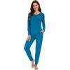 image:imageWiWi Viscose from Bamboo Womens Pajama Set Soft Long Sleeve Pajamas Sets SXXLTeal Blue