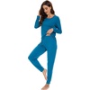 image:imageWiWi Viscose from Bamboo Womens Pajama Set Soft Long Sleeve Pajamas Sets SXXLTeal Blue