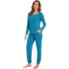 image:imageWiWi Viscose from Bamboo Womens Pajama Set Soft Long Sleeve Pajamas Sets SXXLTeal Blue