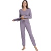 image:imageWiWi Viscose from Bamboo Womens Pajama Set Soft Long Sleeve Pajamas Sets SXXLViolet