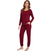 image:imageWiWi Viscose from Bamboo Womens Pajama Set Soft Long Sleeve Pajamas Sets SXXLWine