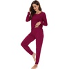 image:imageWiWi Viscose from Bamboo Womens Pajama Set Soft Long Sleeve Pajamas Sets SXXLWine