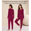 image:imageWiWi Viscose from Bamboo Womens Pajama Set Soft Long Sleeve Pajamas Sets SXXLWine