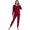 image:imageWiWi Viscose from Bamboo Womens Pajama Set Soft Long Sleeve Pajamas Sets SXXLWine