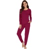 image:imageWiWi Viscose from Bamboo Womens Pajama Set Soft Long Sleeve Pajamas Sets SXXLWine