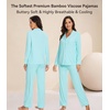 image:imageWiWi Viscose from Bamboo Womens Pajamas Set Super Soft Button Down Top and Pants Sleepwear Cooling Pjs S3XAaqua