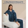 image:imageWiWi Viscose from Bamboo Womens Pajamas Set Super Soft Button Down Top and Pants Sleepwear Cooling Pjs S3XAblue Flowers