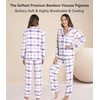 image:imageWiWi Viscose from Bamboo Womens Pajamas Set Super Soft Button Down Top and Pants Sleepwear Cooling Pjs S3XAblue Plaid