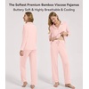 image:imageWiWi Viscose from Bamboo Womens Pajamas Set Super Soft Button Down Top and Pants Sleepwear Cooling Pjs S3XAcream Pink