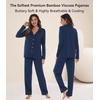 image:imageWiWi Viscose from Bamboo Womens Pajamas Set Super Soft Button Down Top and Pants Sleepwear Cooling Pjs S3XAdark Blue